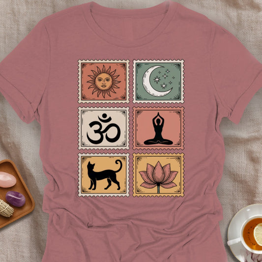 Yoga Vintage Stamps T-Shirt