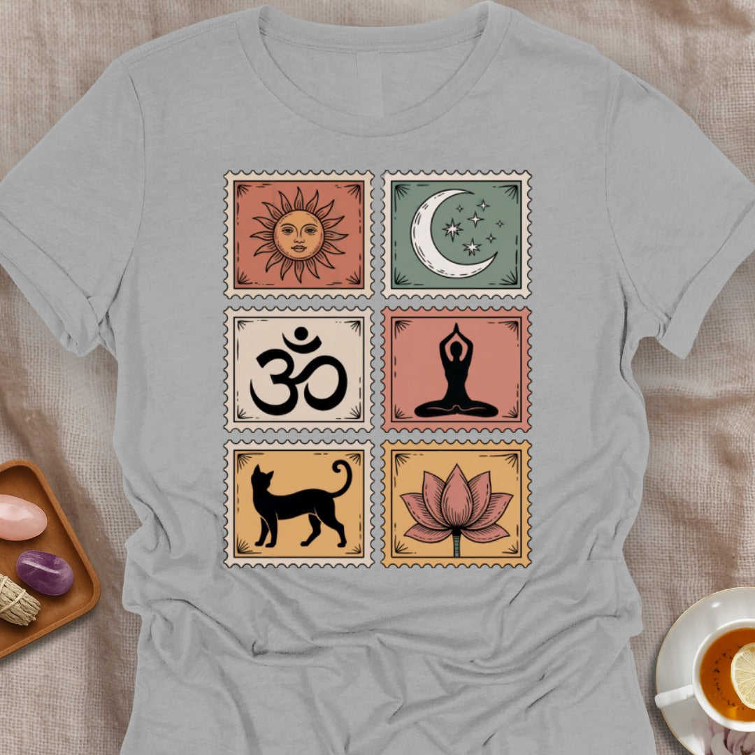 Yoga Vintage Stamps T-Shirt
