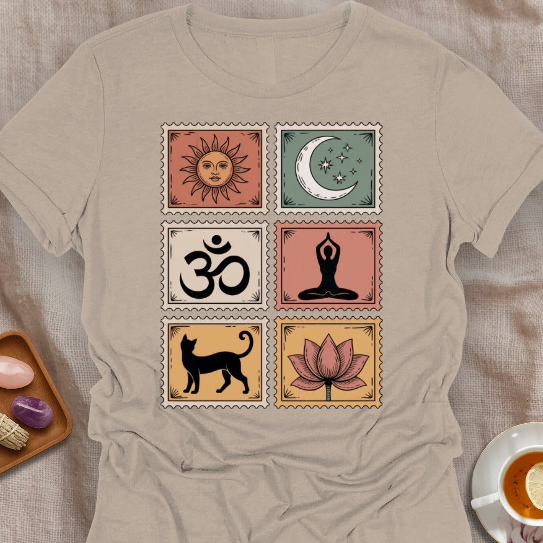Yoga Vintage Stamps T-Shirt