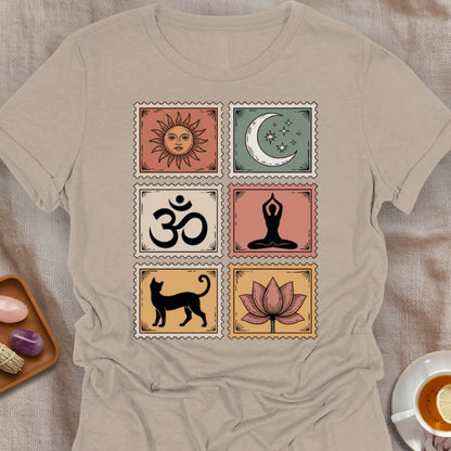 Yoga Vintage Stamps T-Shirt