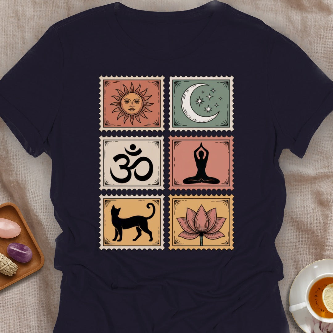Yoga Vintage Stamps T-Shirt