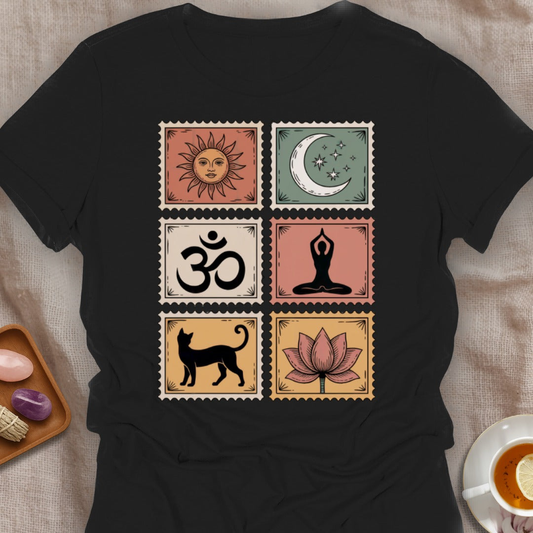 Yoga Vintage Stamps T-Shirt